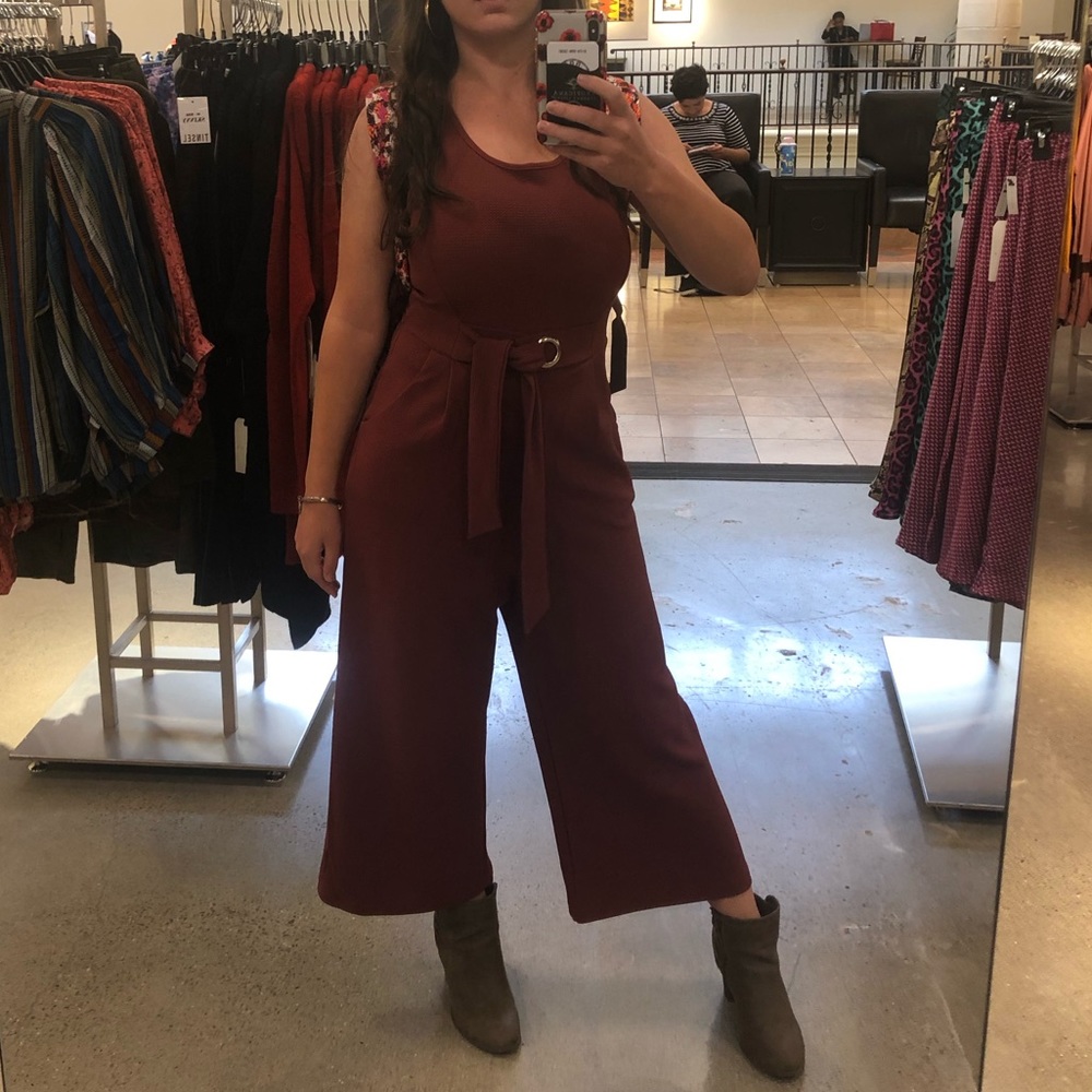 Caution to the wind Maroon colored jumpsuit
